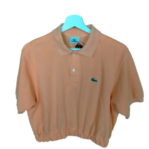 Crop Top Polo lacoste naranja crema
